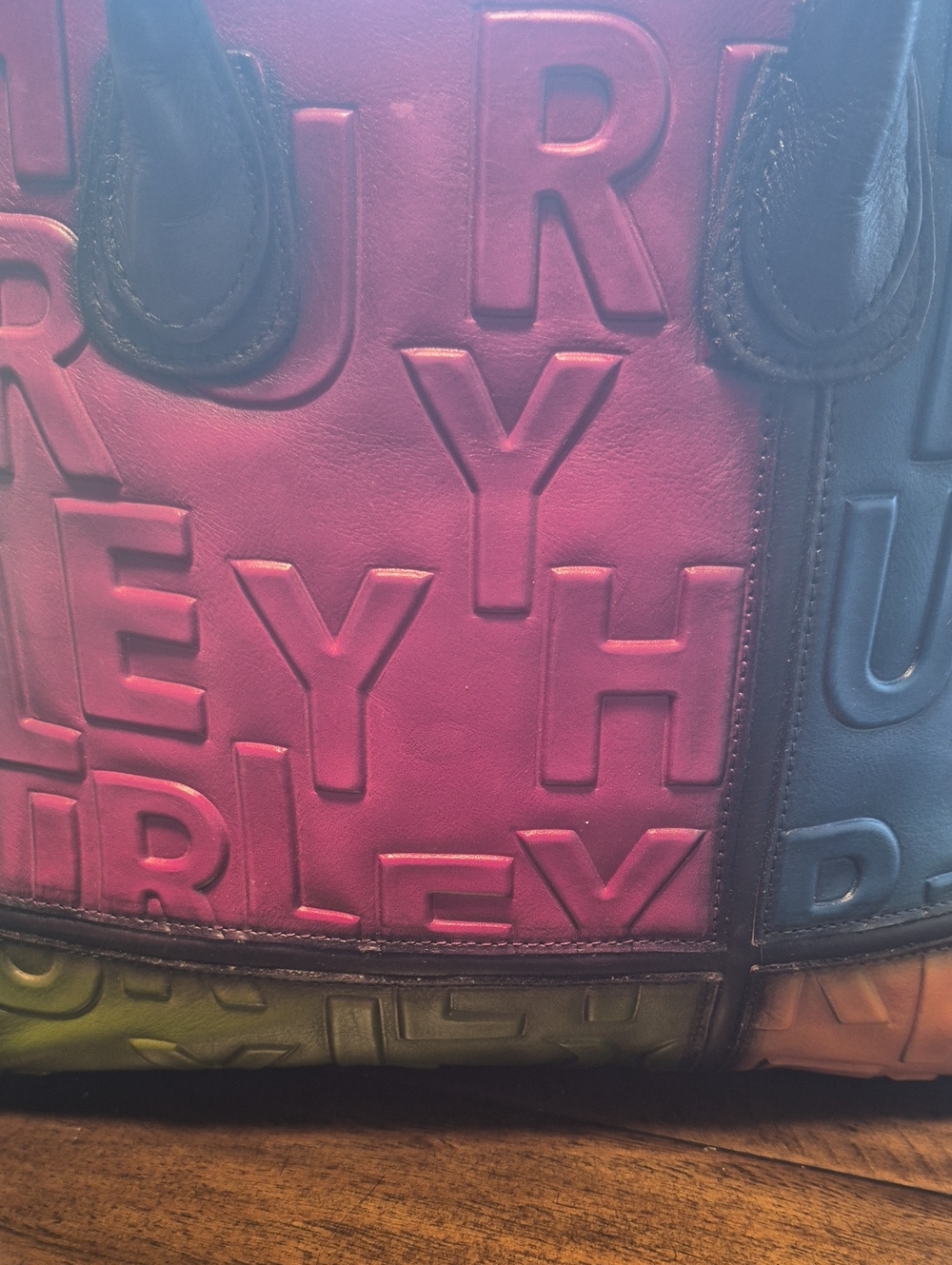 Colorblock Embossed Leather Tote - Multicolor - Picture 13 of 14